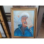 Средна картина масло на платно Испания ,страхотна рамка - 3620